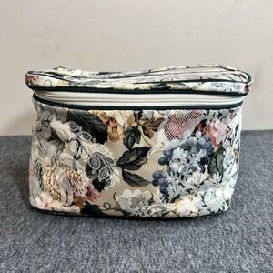 Vintage Allegro Pacific Cosmetic Toiletry Travel Bag, Zipper, Floral Tapestry